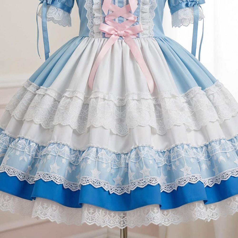 Lace Ribbon Trim - ริบบิ้นลูกไม้สีขาวดำ กว้าง 10 ซม. ลายดาวและพระจันทร์ สำหรับตกแต่ง