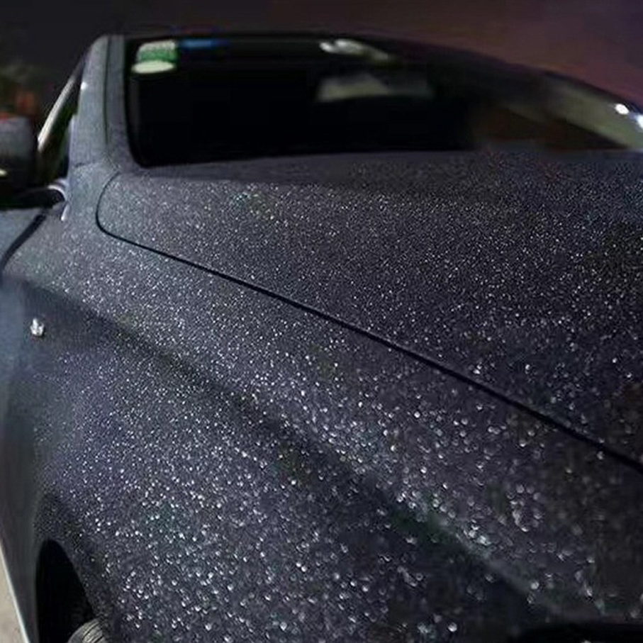 Glitter Vinyl Roll - ฟิล์มไวนิลหุ้มรถยนต์แบบม้วน สีดำด้านพรีเมียม ประกายกลิตเตอร์ มีกาวในตัว พร้อมช่องระบายอากาศ ไร้ฟองอากาศ