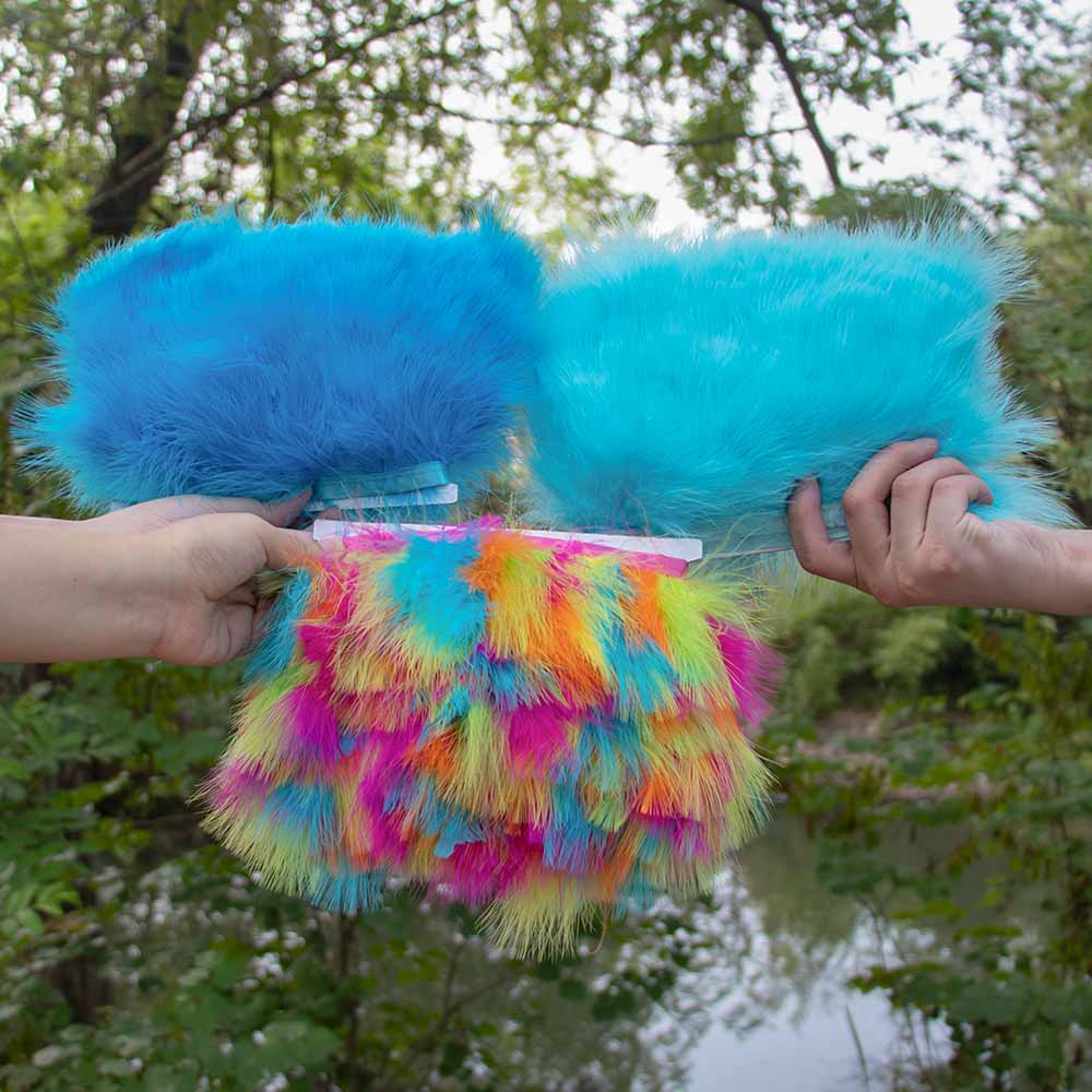 Feather Trim Marabou - ขนนกไก่งวงแบบม้วนยาว 1 เมตร/ล็อต สำหรับตกแต่งขอบเสื้อผ้า งานคาร์นิวัล งานแต่งงาน