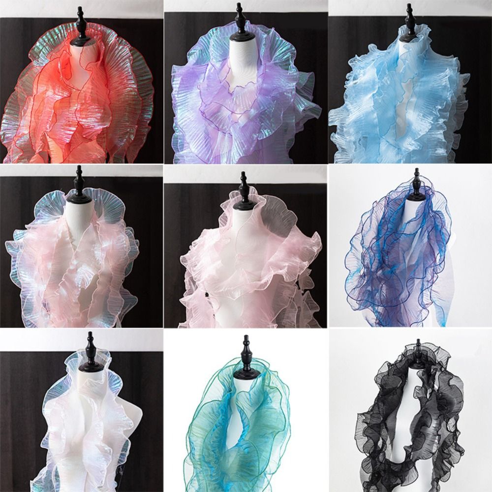 Lace Ribbon Trim - ริบบิ้นลูกไม้จีบระบายสีเมอร์เมด 1 หลา สำหรับงานฝีมือ เสื้อผ้า งานเย็บผ้า