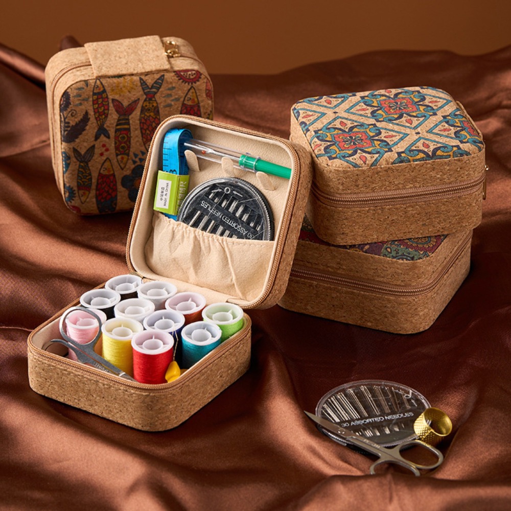 Craft Embellishment Storage - ชุดเย็บผ้าสไตล์วินเทจลายดอกไม้ แบบพกพาอเนกประสงค์ สำหรับผู้เริ่มต้น ใช้ในบ้าน เดินทาง ทำงาน