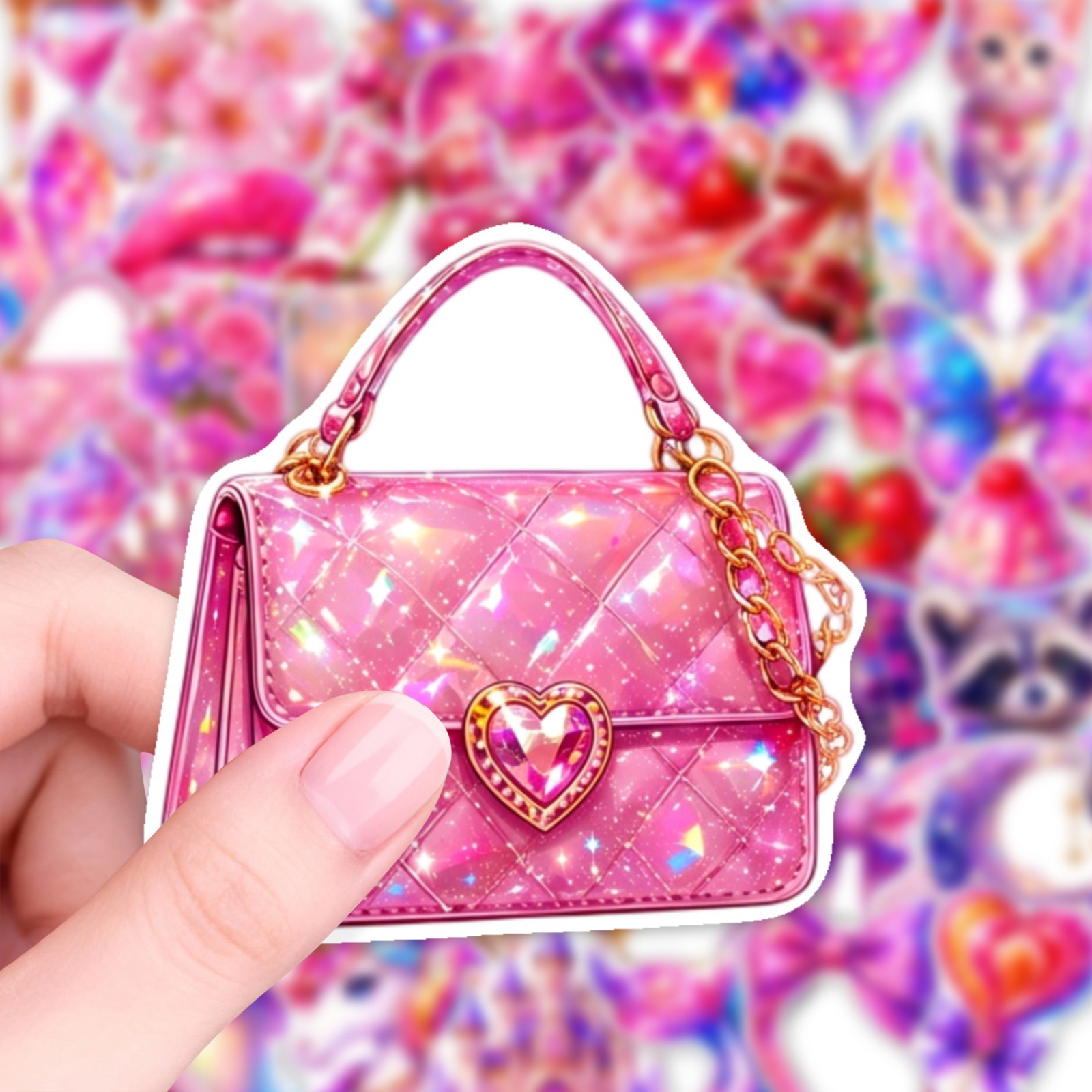 สติกเกอร์การ์ตูนสีชมพูแวววาวสไ - Glitter Vinyl Roll บทวิจารณ์และราคา