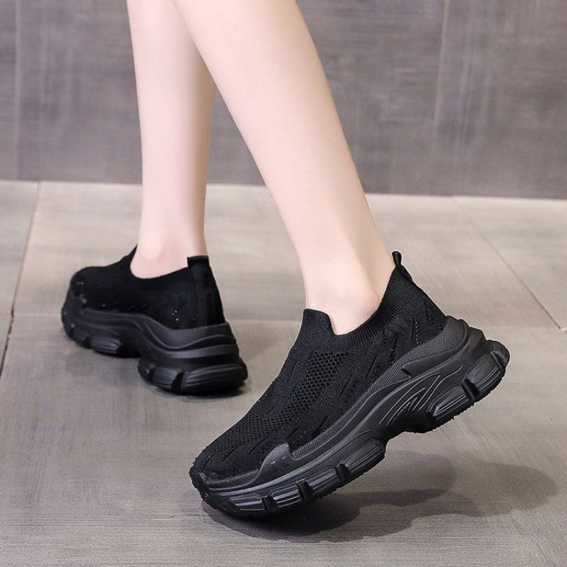 รองเท้าผ้าใบผู้หญิงพื้นหนา สไต - Crystal Mesh Fabric บทวิจารณ์และราคา