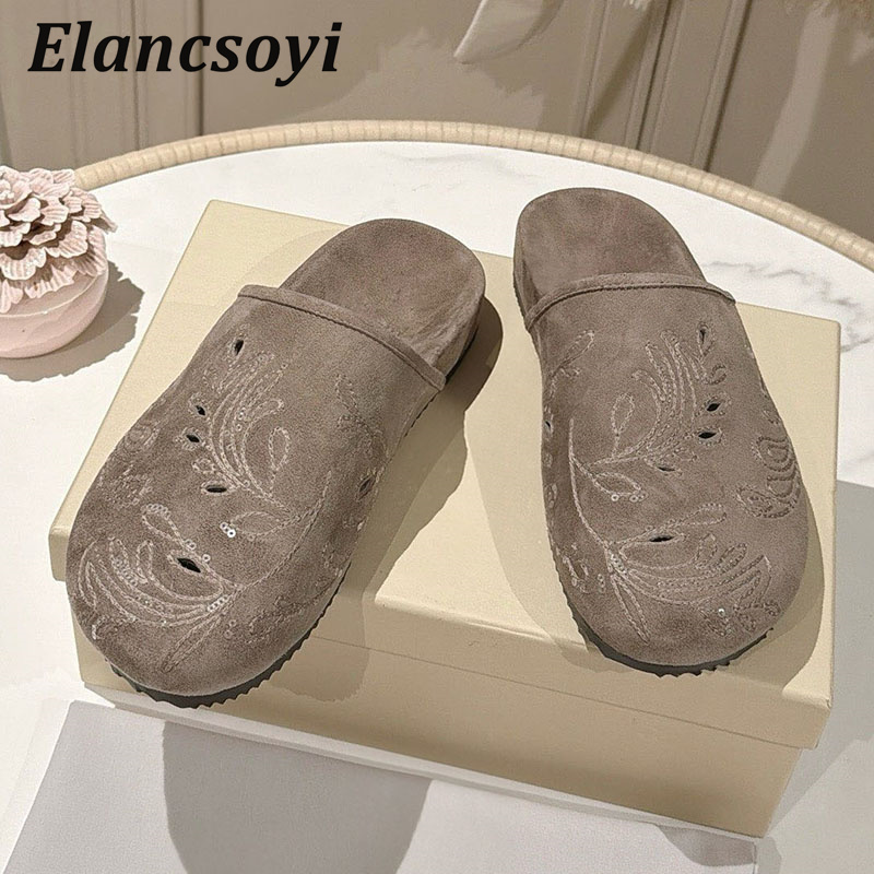 รองเท้า Lazy Mules สำหรับผู้หญ - Embroidery Embellishments บทวิจารณ์และราคา