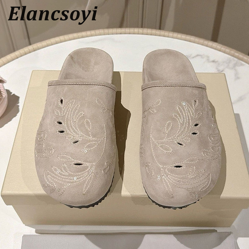 รองเท้า Lazy Mules สำหรับผู้หญ - Embroidery Embellishments บทวิจารณ์และราคา